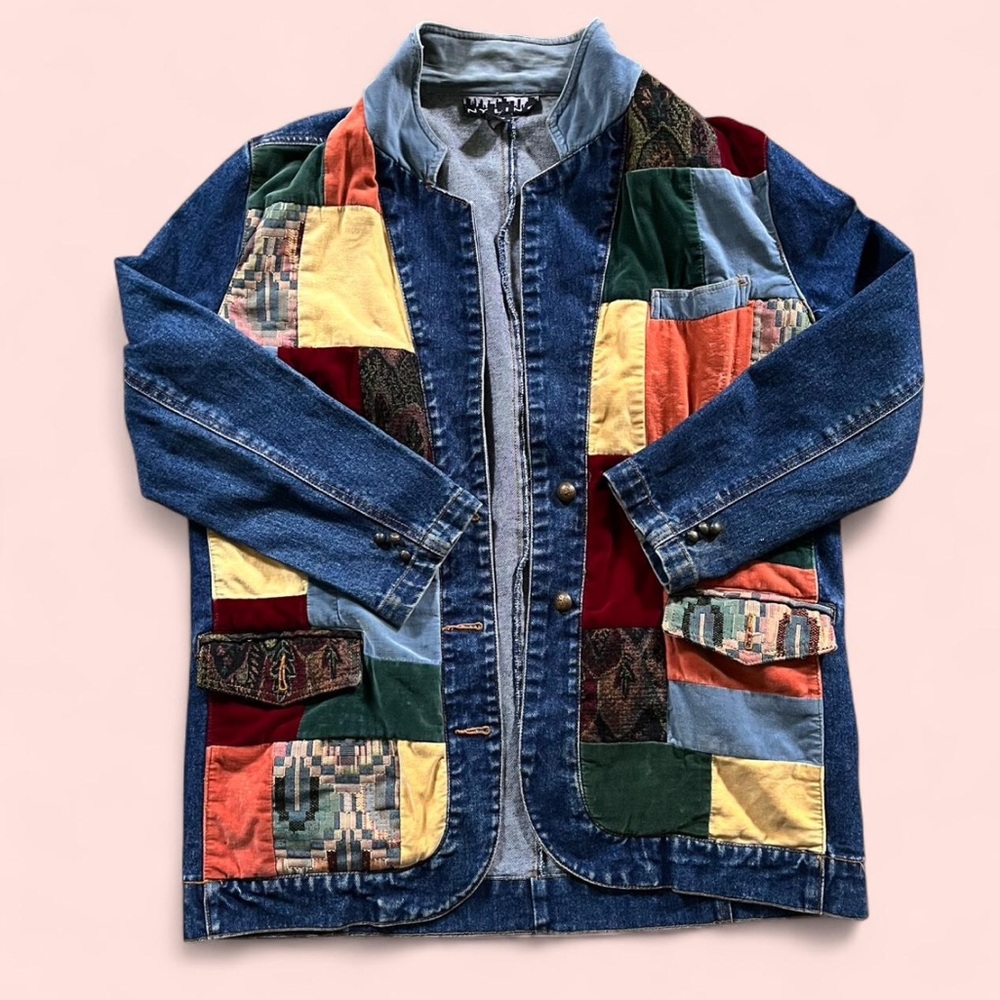 Vintage 90s Patchwork Denim Jacket - image 1